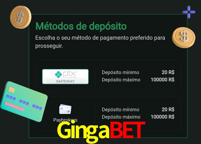 O cassino Gingabet oferece uma grande variedade de métodos de pagamento